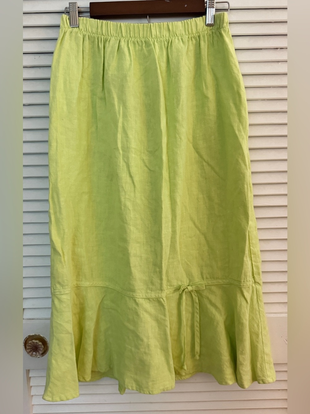 Mosaic Green Women’s Linen Midi Skirt